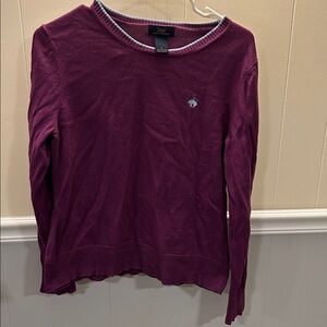 Brooks Brothers Plum Crewneck Sweater with Contrast Trim